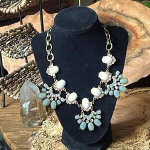 Vintage Statement Necklace Blue Rhinestone Prom Coquette Retro Cocktail Fairy